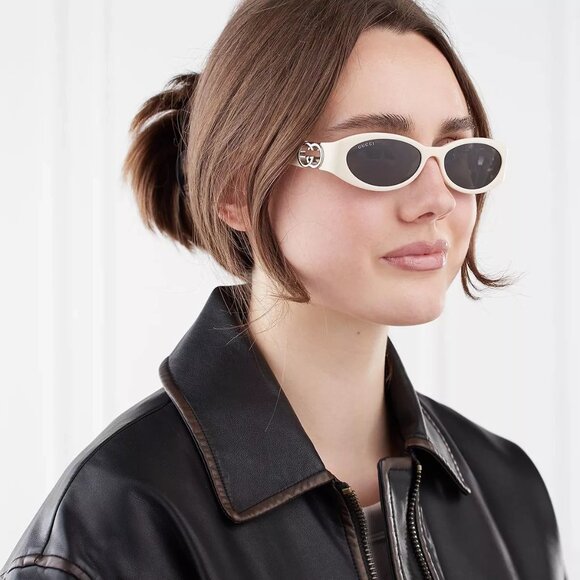 NEW GG1660S 004 GUCCI SHINY IVORY WOMEN GUCCI SUNGLASSES - Picture 1 of 11